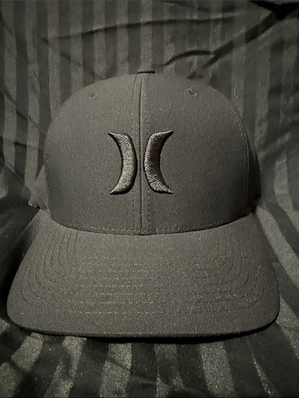 Hurley All-Black Snapback Hat with Embroidered Logo